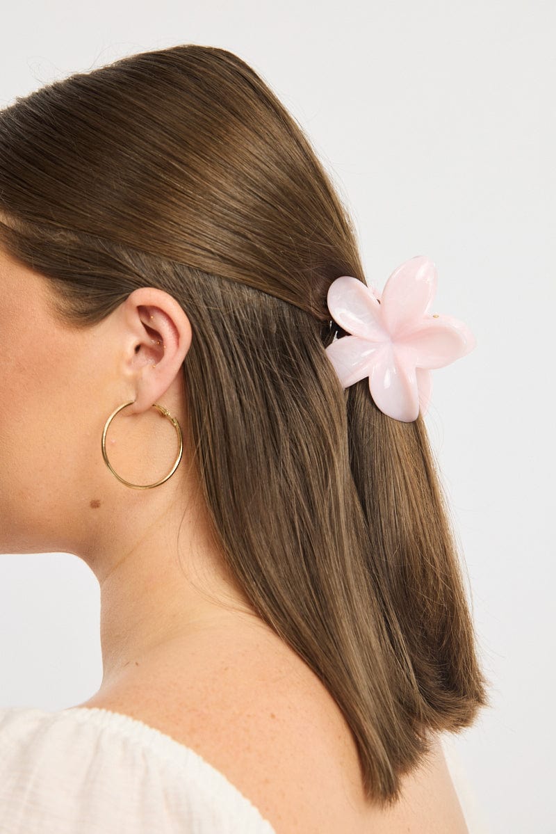 Pink Marbled Flower Claw Clip