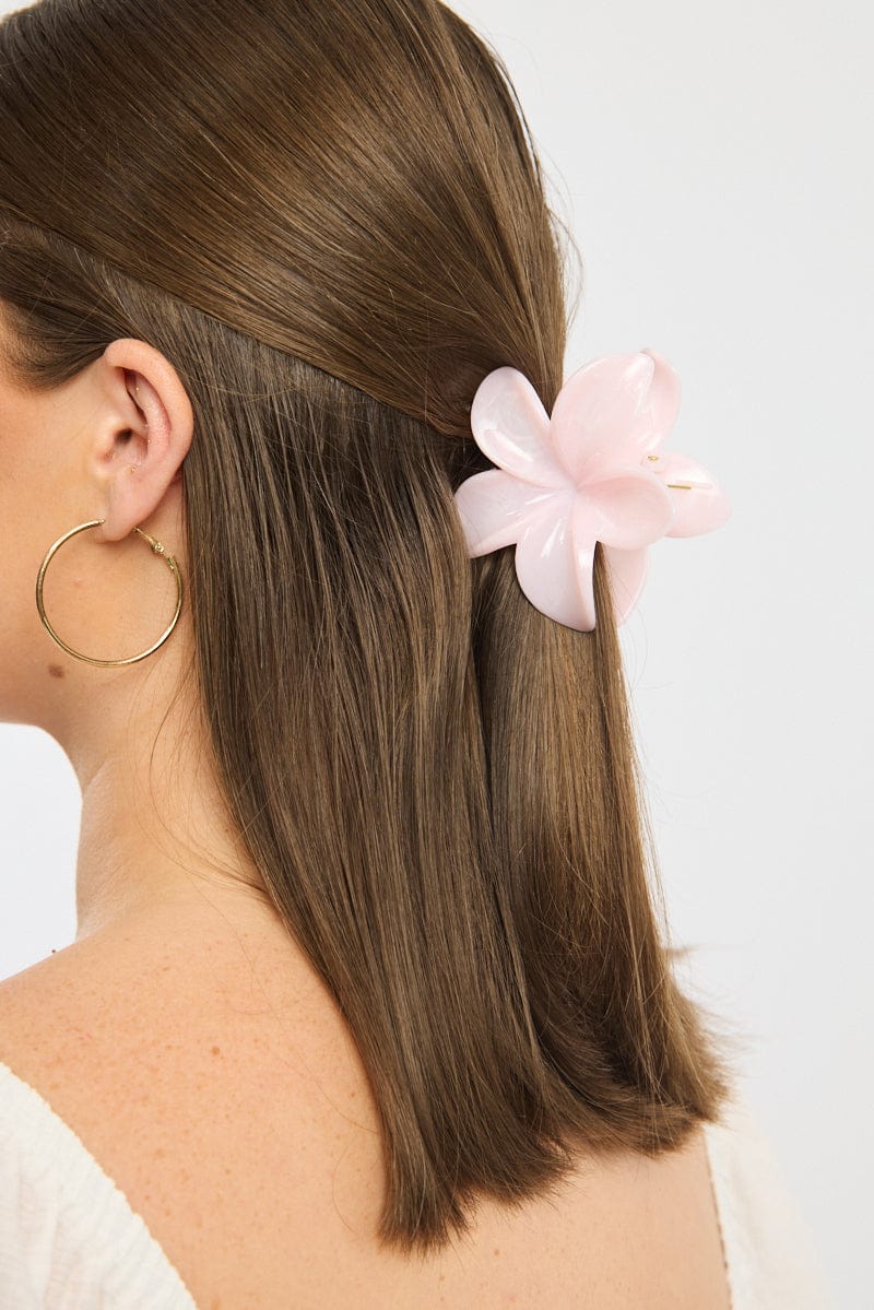 Pink Marbled Flower Claw Clip