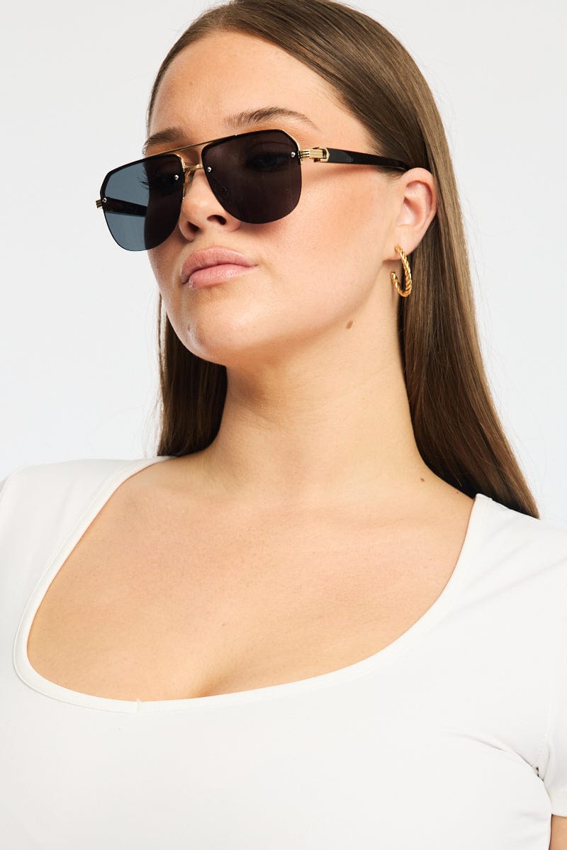 Black Aviator Sunglasses