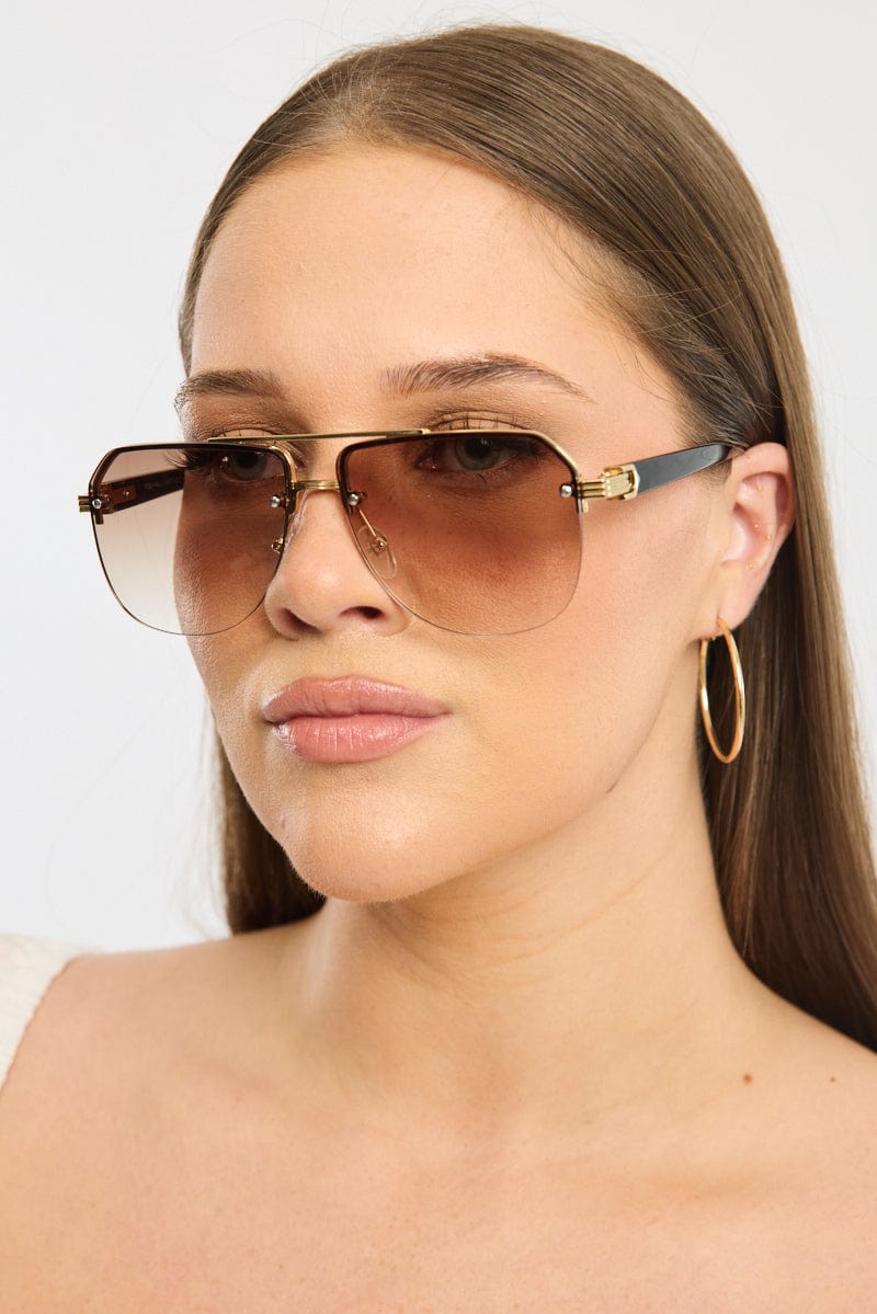 Brown Aviator Sunglasses