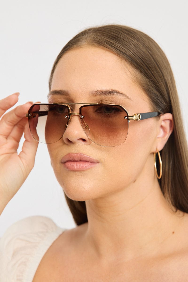 Brown Aviator Sunglasses