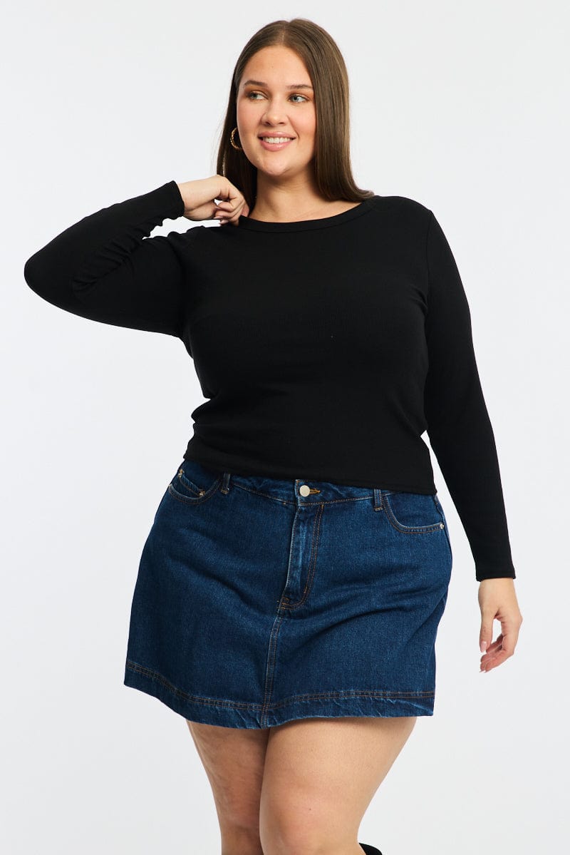 Black T-shirt Long Sleeve Crew Neck