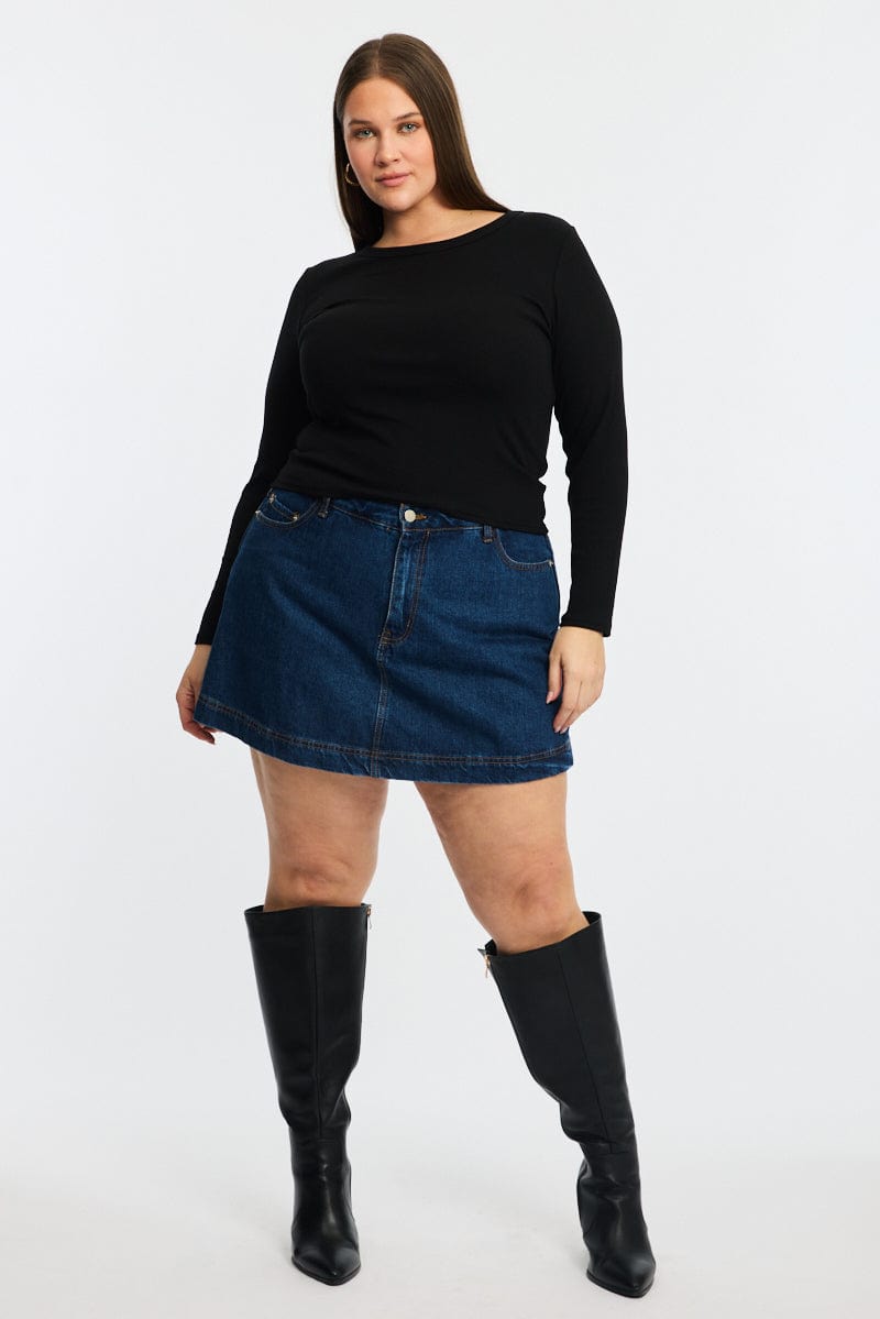 Black T-shirt Long Sleeve Crew Neck
