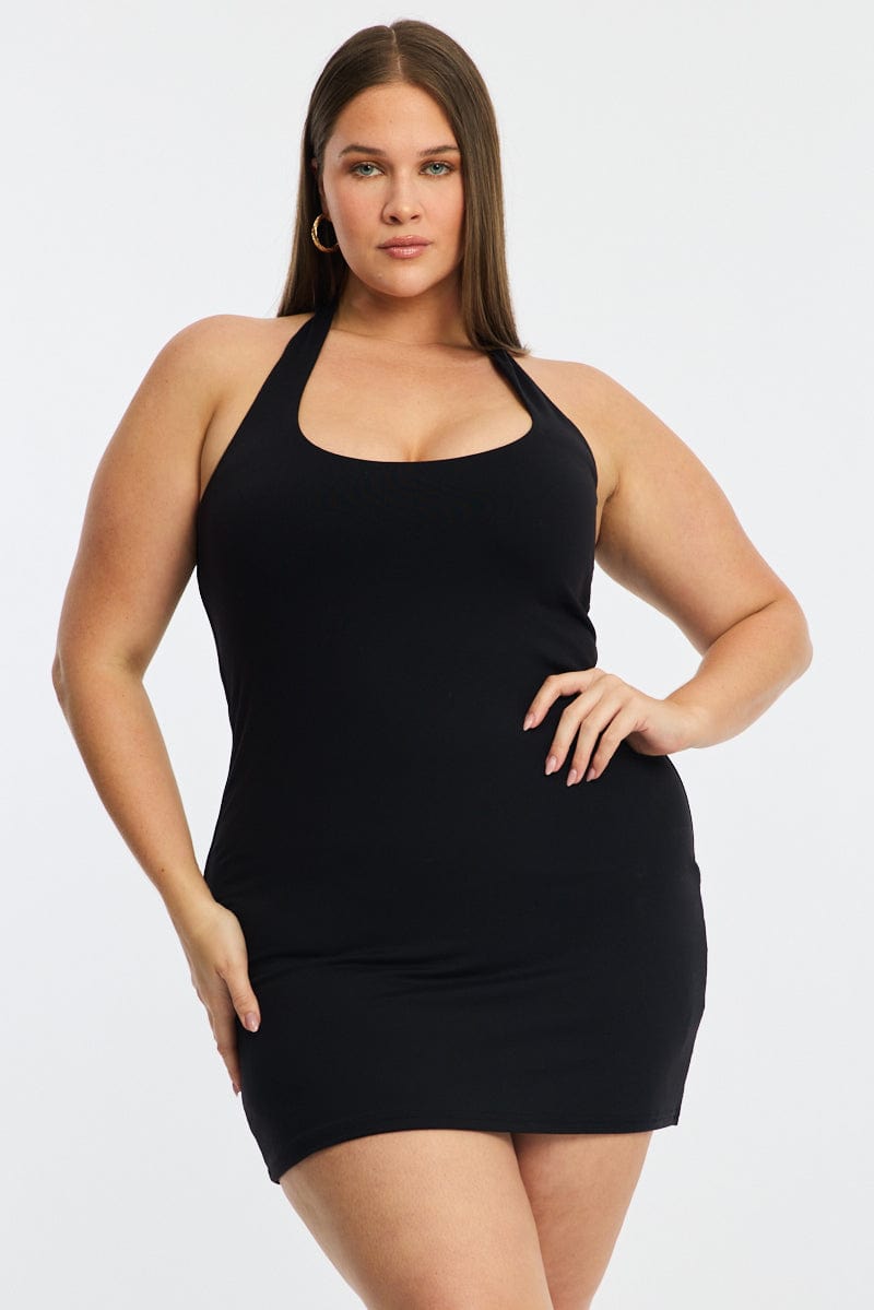Black Dress Halter Neck Supersoft