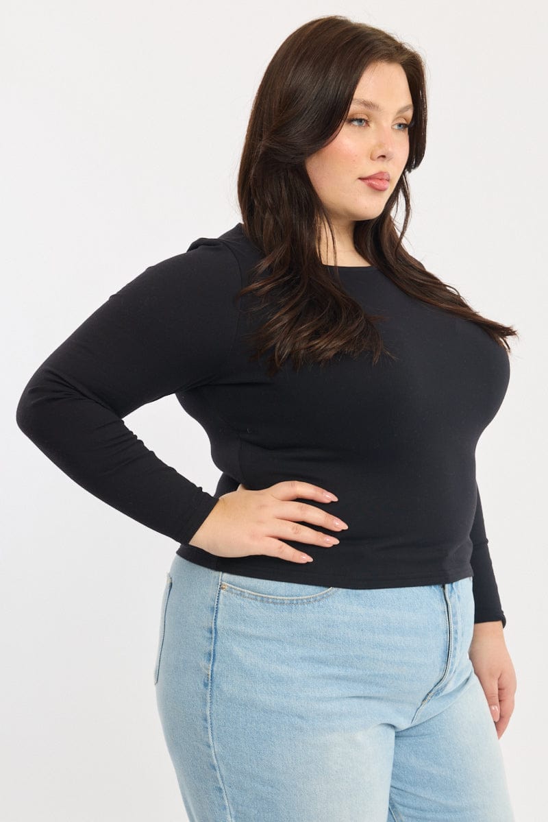 Black Supersoft Fleece Top Long Sleeve