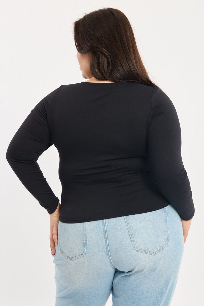 Black Supersoft Fleece Top Long Sleeve