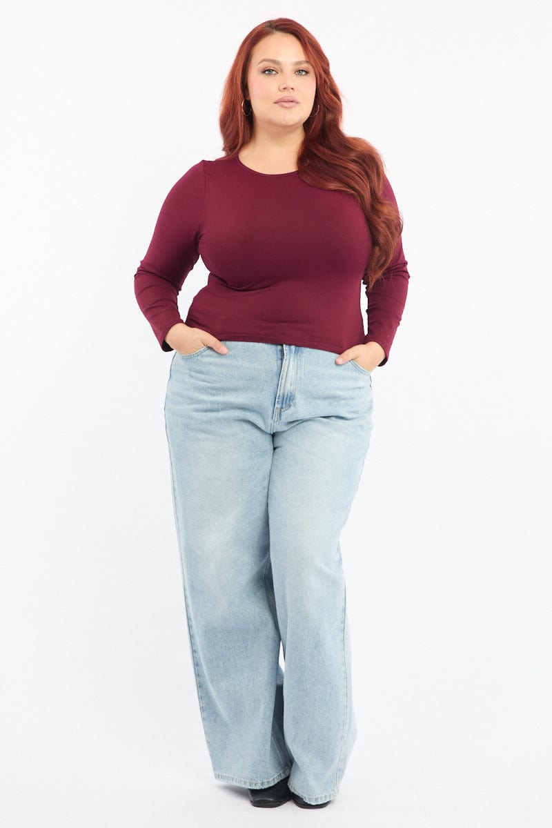 Red Supersoft Fleece Top Long Sleeve
