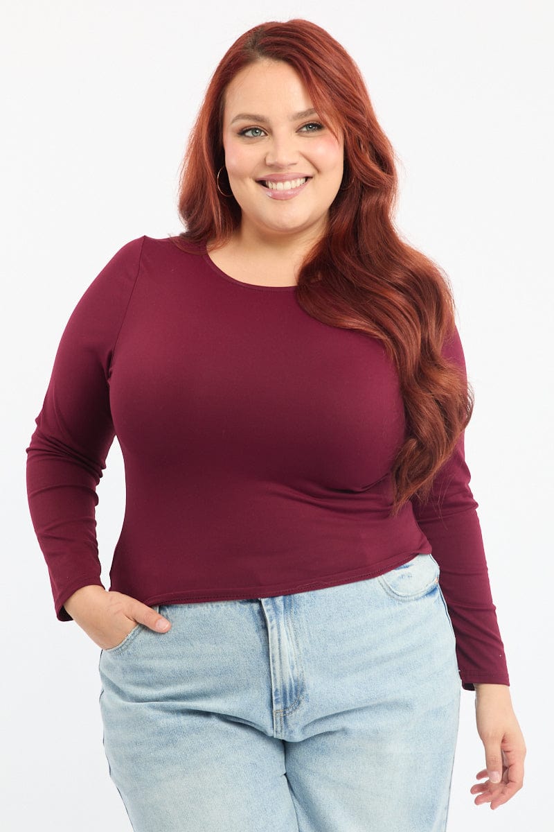 Red Supersoft Fleece Top Long Sleeve