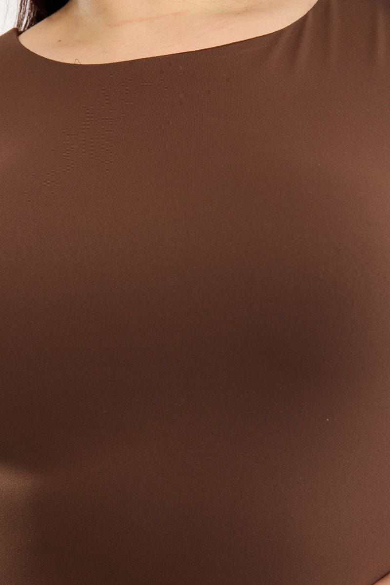 Brown Mini Dress Long Sleeve A-line