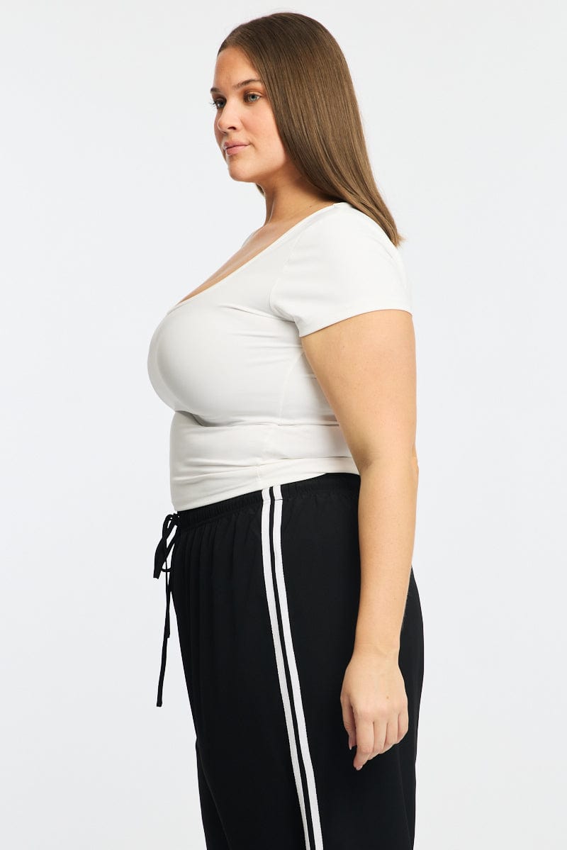 White T-shirt Short Sleeve V-neck