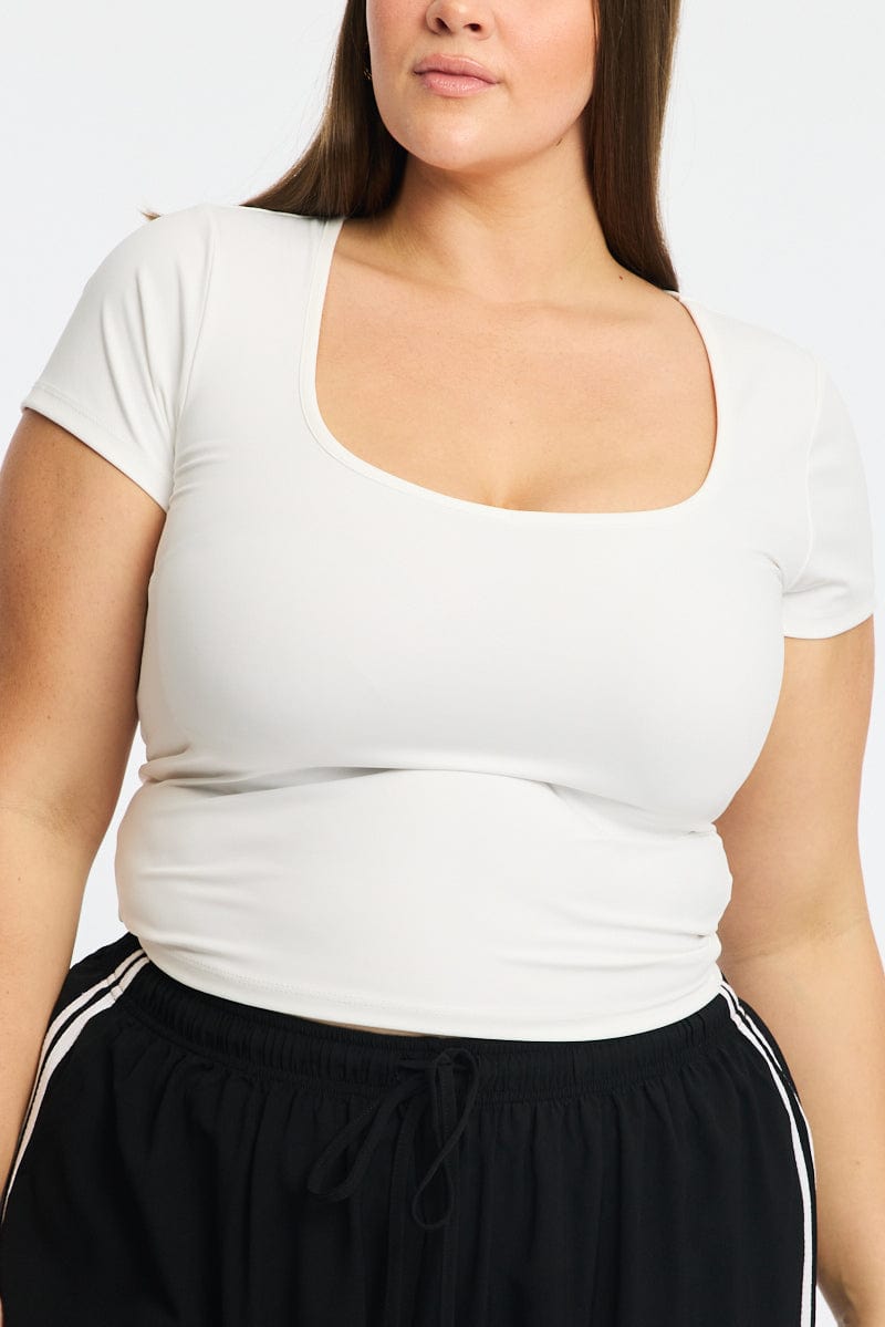 White T-shirt Short Sleeve V-neck