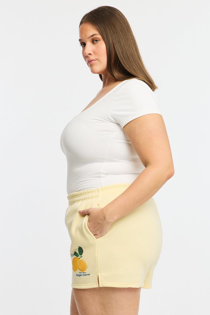 Yellow Elastic Waist Track Shorts