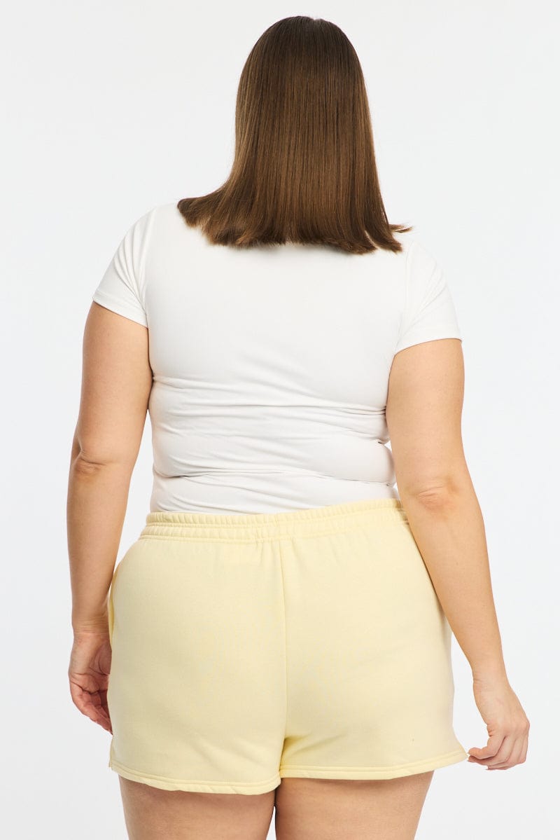 Yellow Elastic Waist Track Shorts