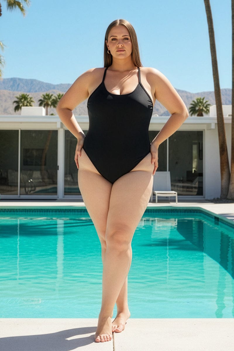 Black Contrast One Piece Swimsuit