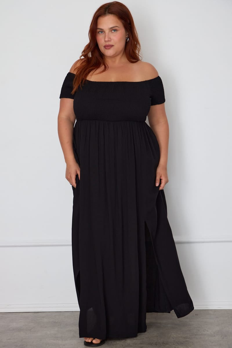 Black Plus Off Shoulder Maxi Dress