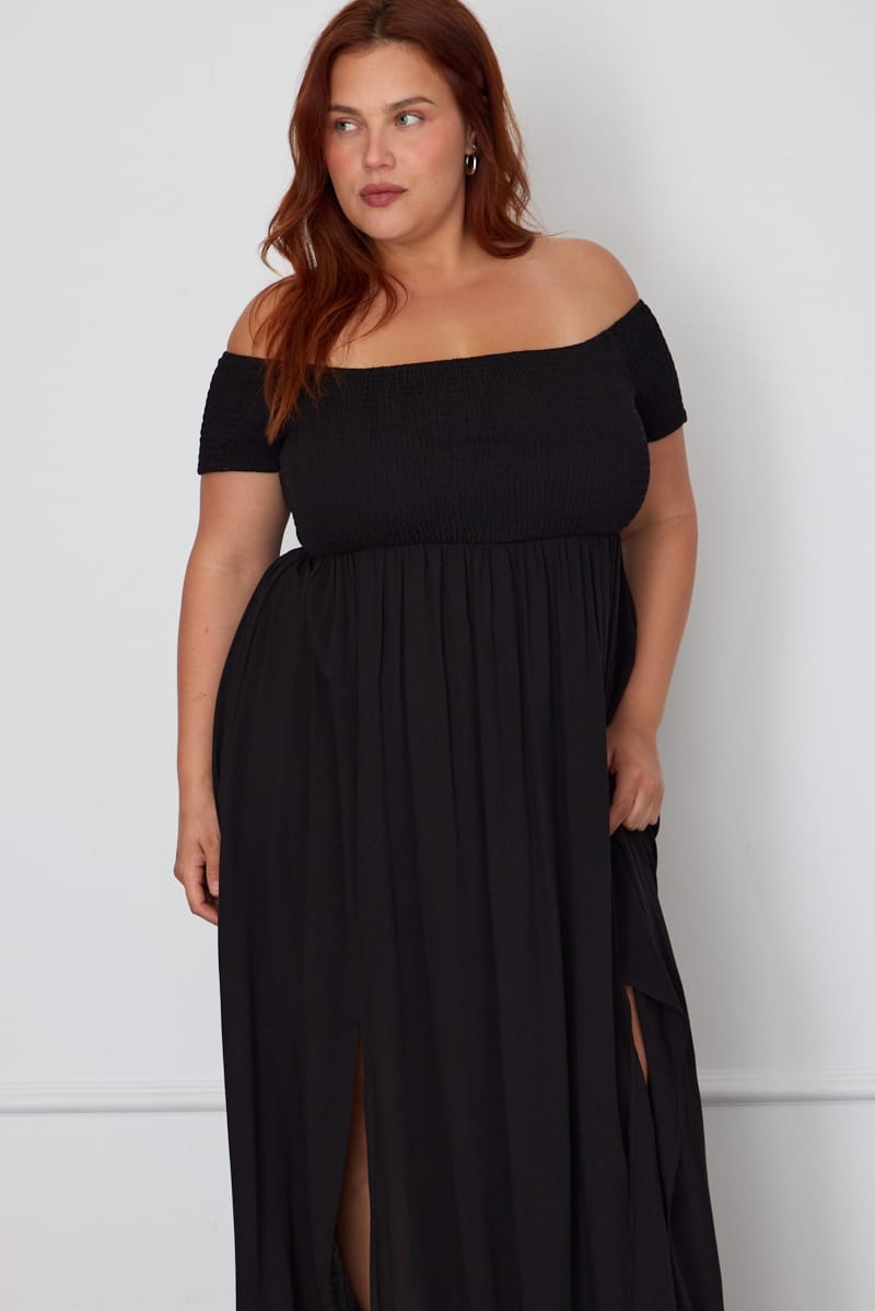 Black Plus Off Shoulder Maxi Dress