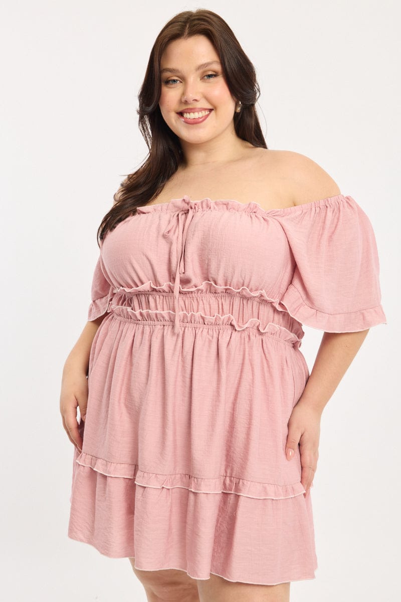 Pink Skater Dress Short Sleeve