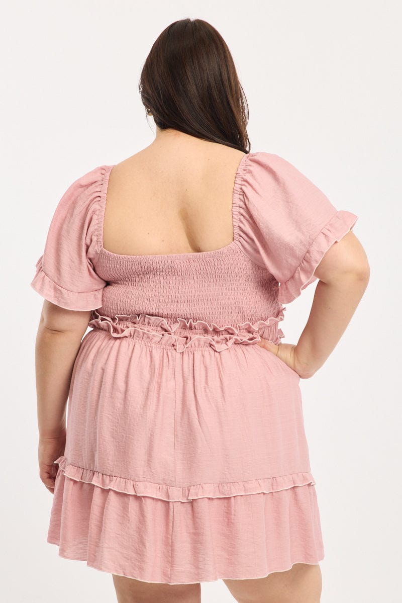 Pink Skater Dress Short Sleeve