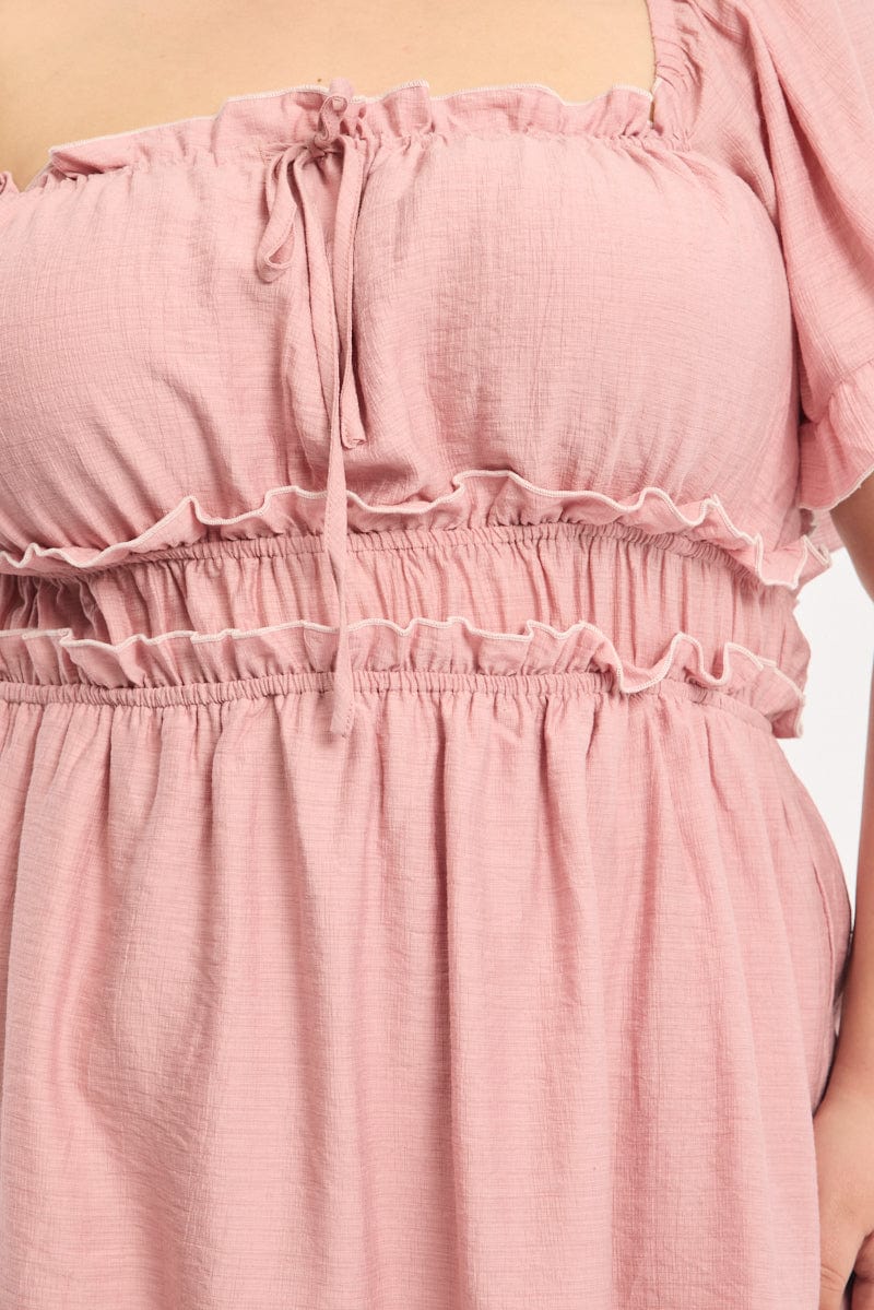 Pink Skater Dress Short Sleeve