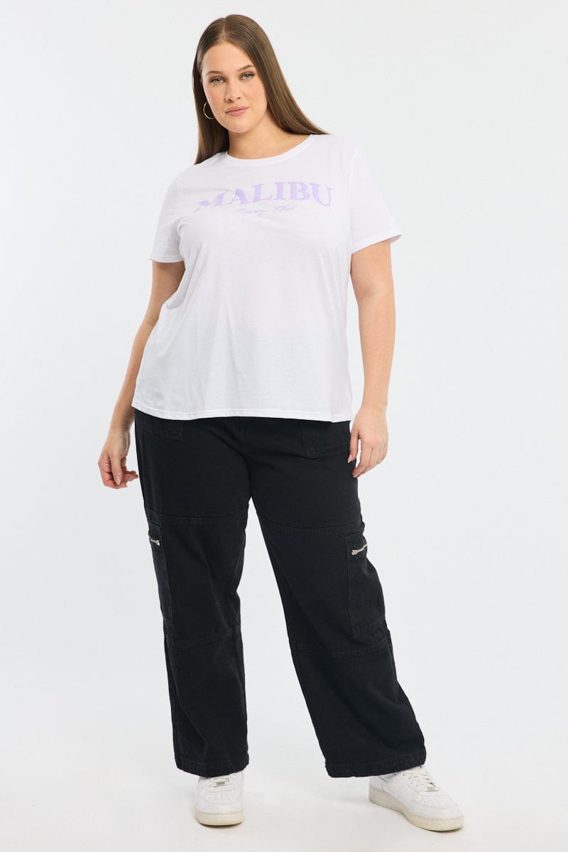 White Graphic T-shirt Short Sleeve Crew Neck