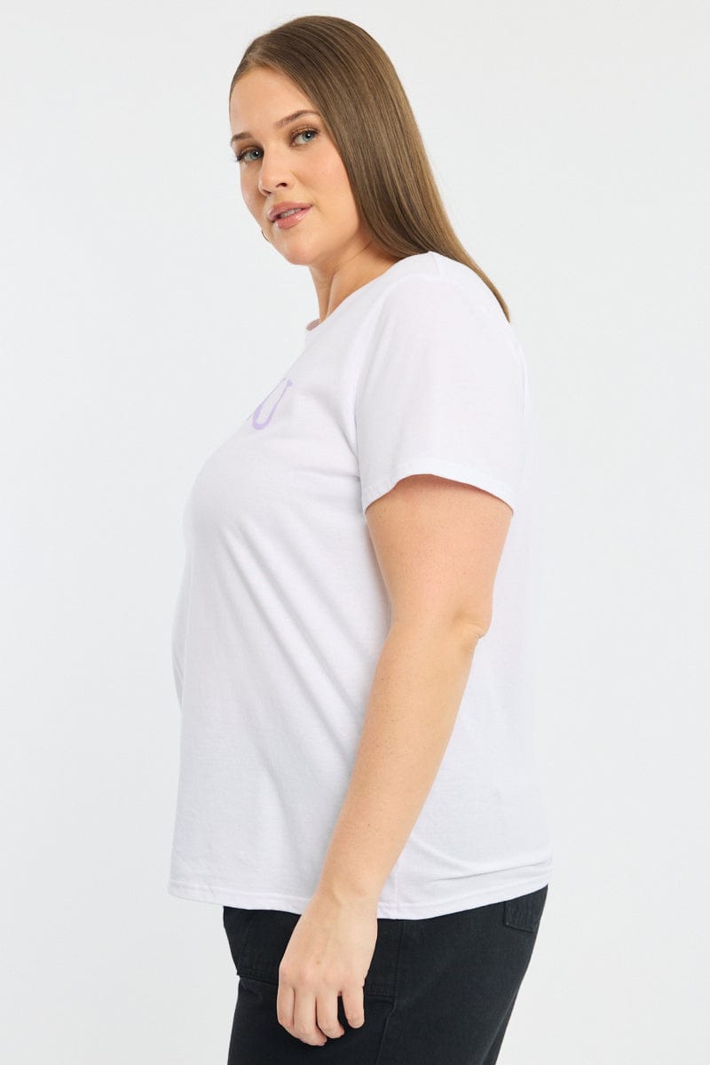 White Graphic T-shirt Short Sleeve Crew Neck