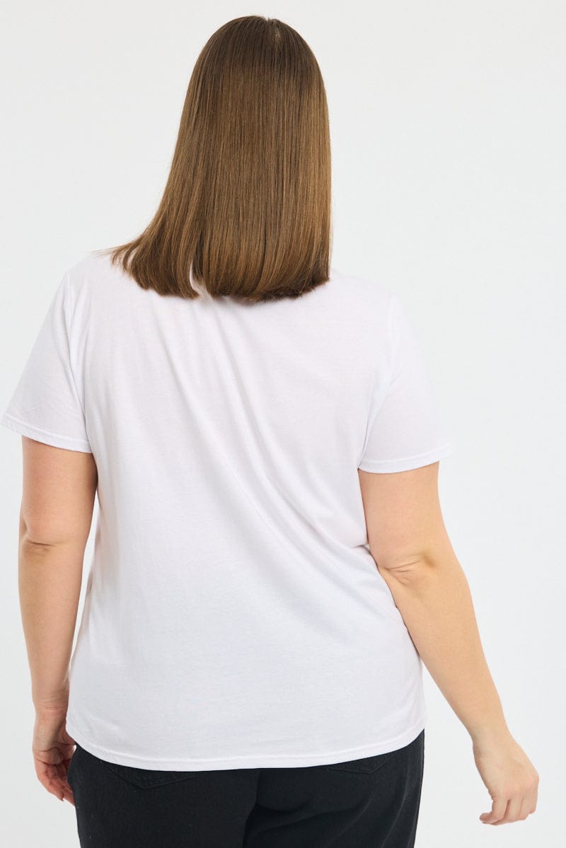 White Graphic T-shirt Short Sleeve Crew Neck