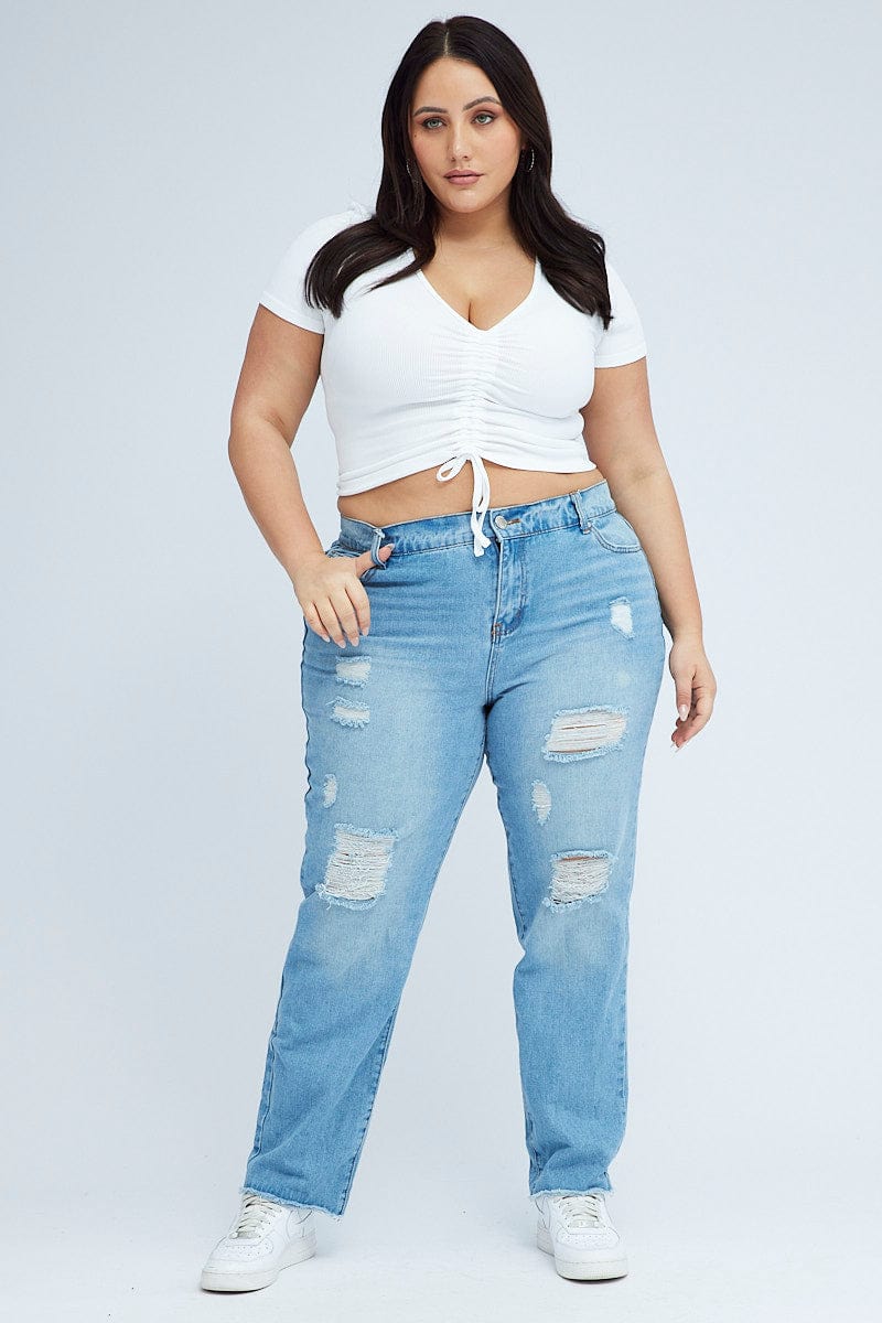 DENIM Plus Mid Rise Boyfriend Jeans for You and All Fashion