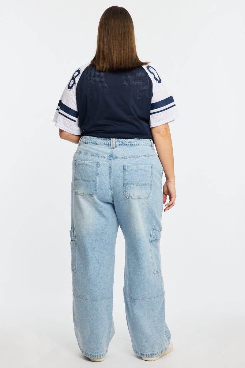 Denim Cargo Jeans Mid Rise