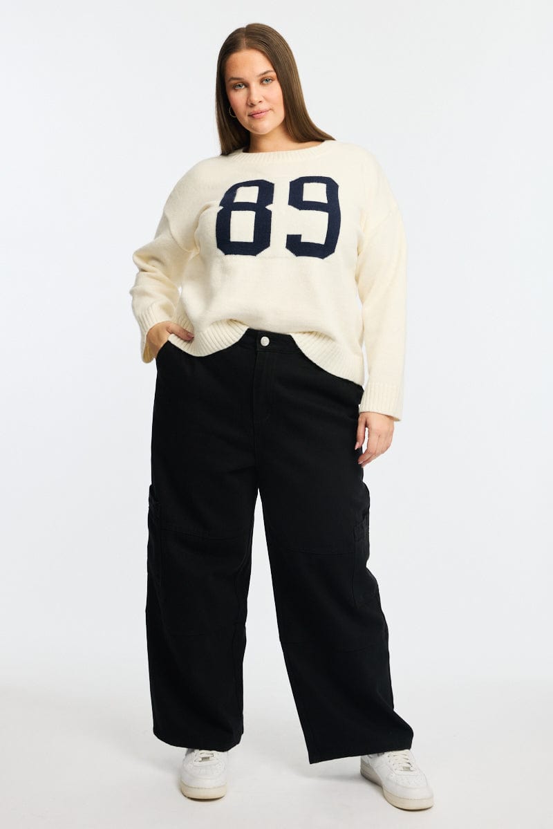 Black Cargo Jeans Mid Rise