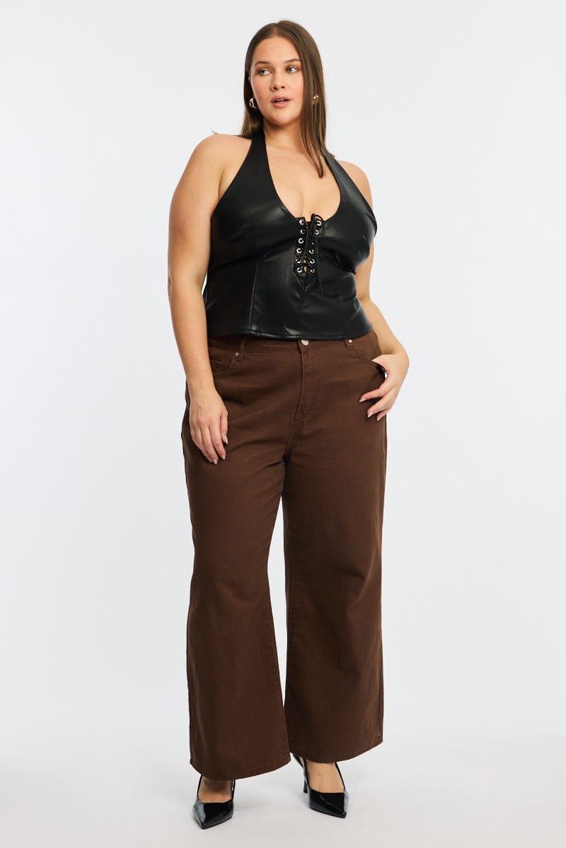Brown Straight Jeans Mid Rise