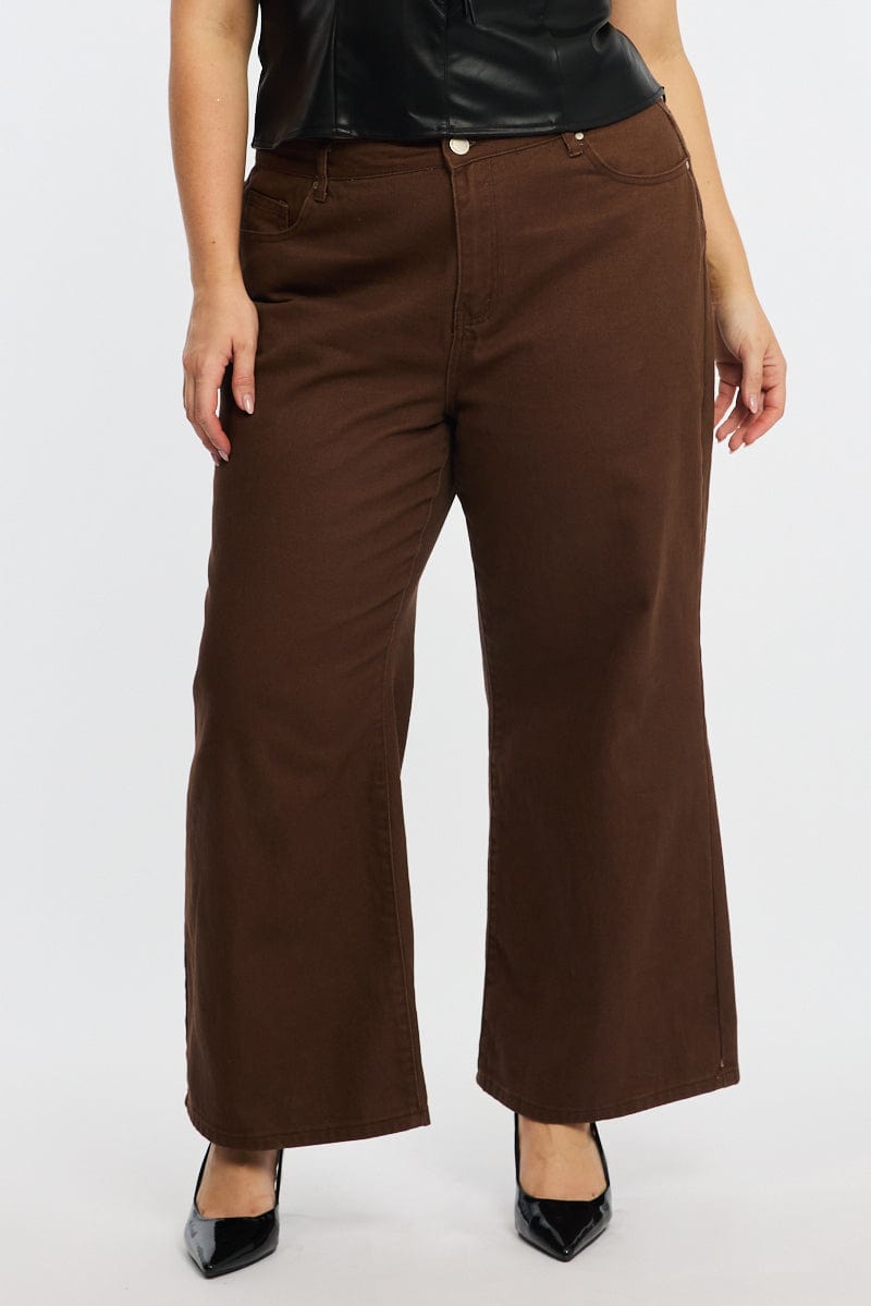 Brown Straight Jeans Mid Rise