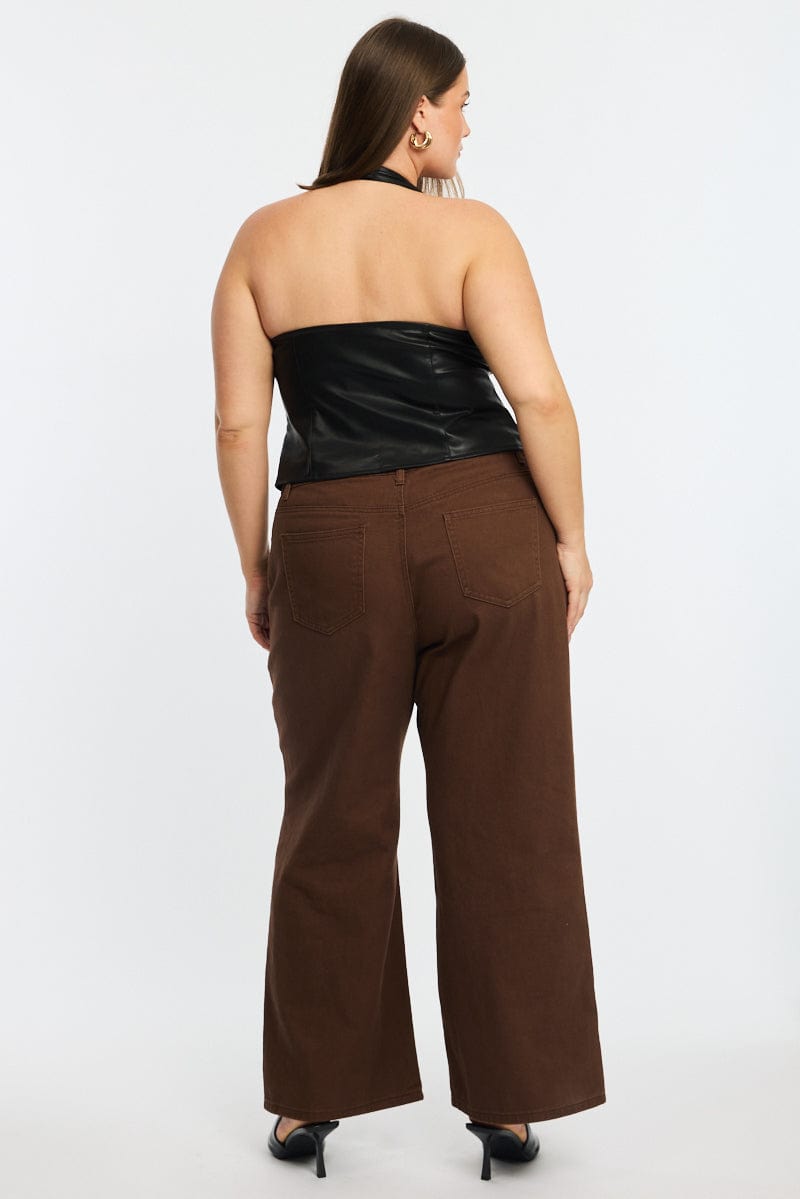 Brown Straight Jeans Mid Rise
