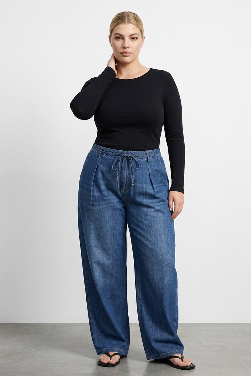Denim Wide Leg Jean Tie Up