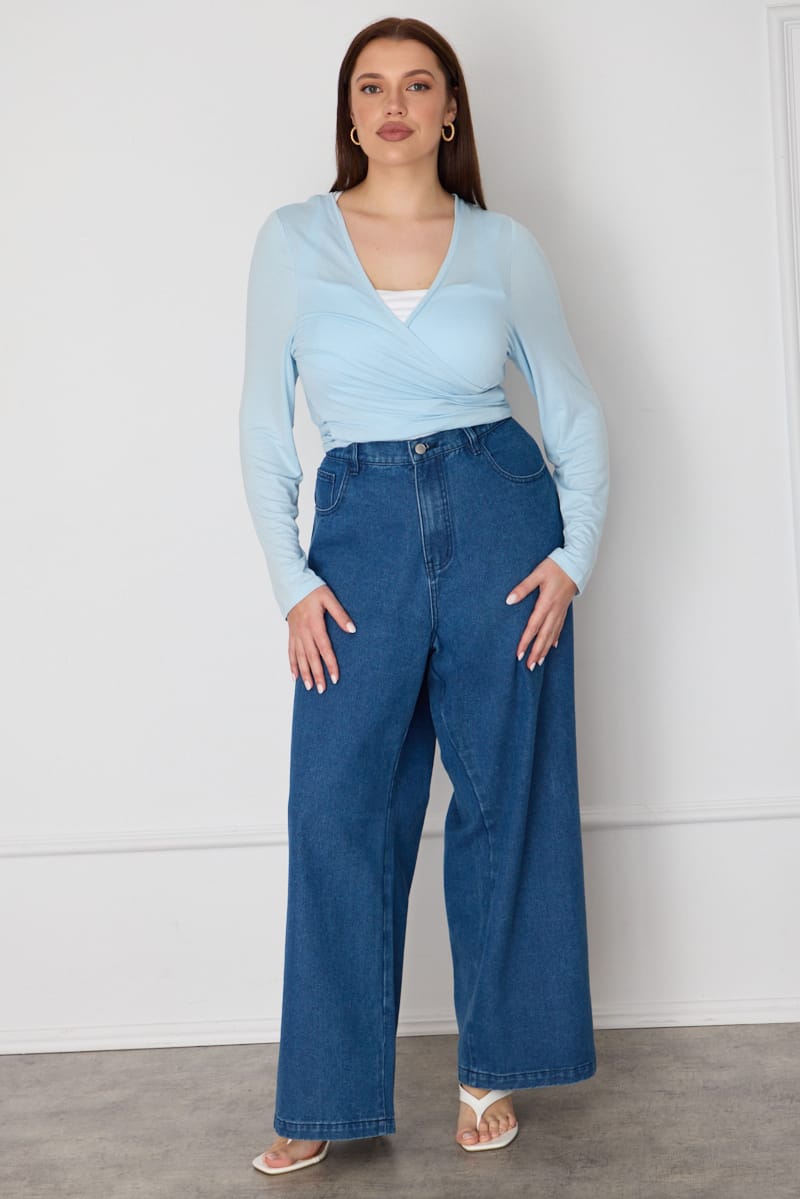 Denim Wide Leg Jeans Elasticated Waist