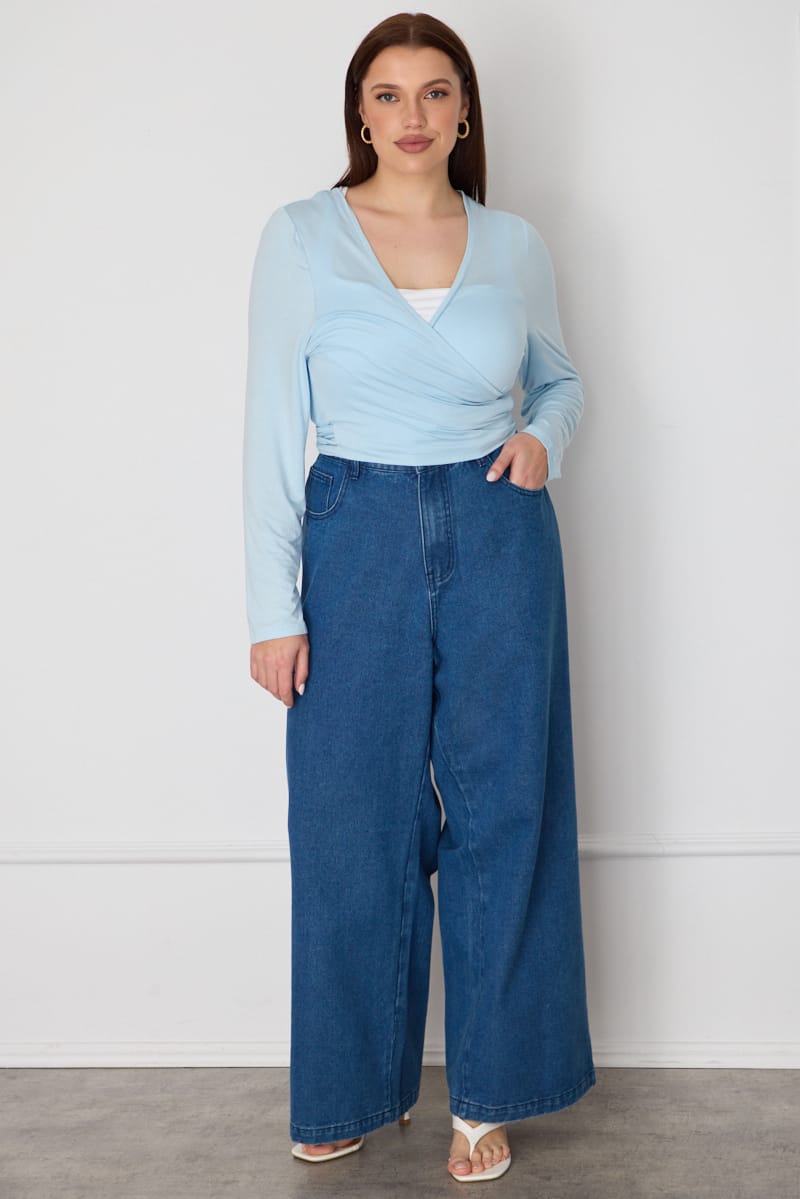 Denim Wide Leg Jeans Elasticated Waist
