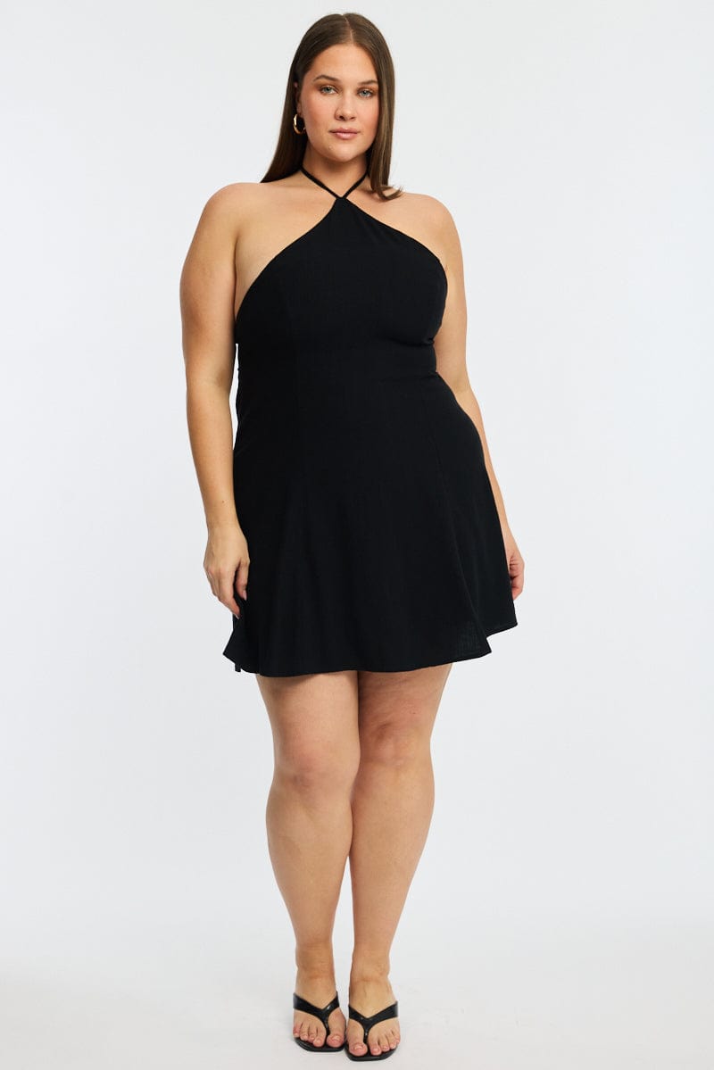 Black Skater Dress Halter Neck