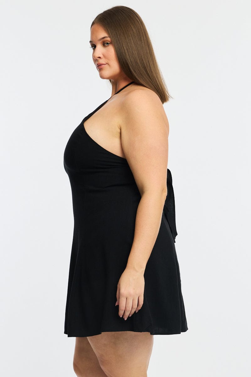 Black Skater Dress Halter Neck