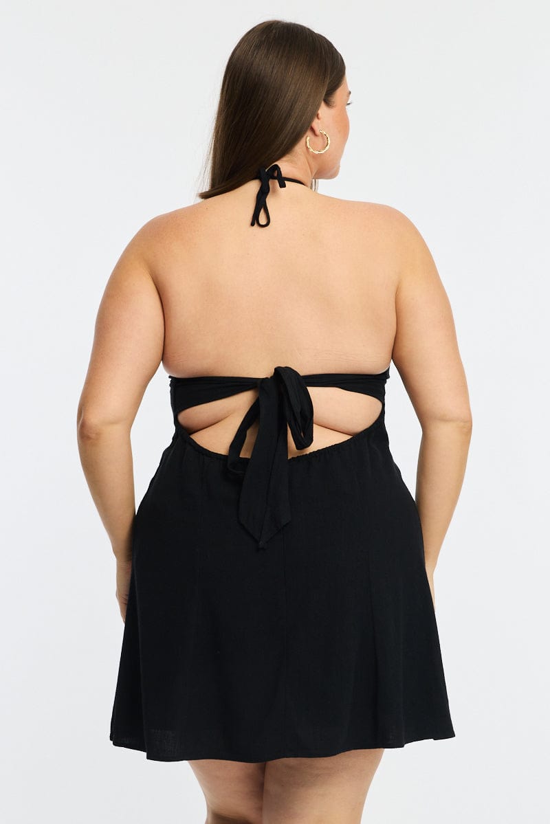 navy blue dress for baby girl ASOS Black Skater Dress with Open Back