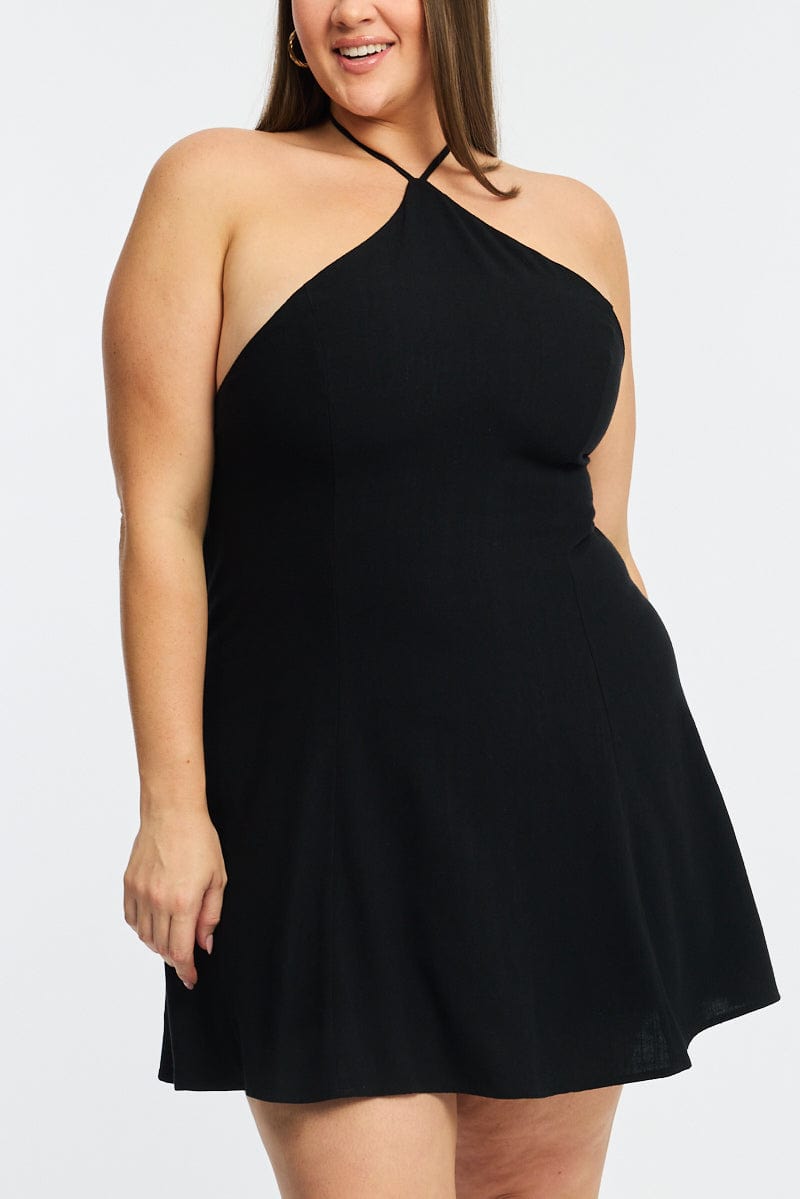Black Skater Dress Halter Neck | You & All Black Skater Dress Halter Neck | You & All