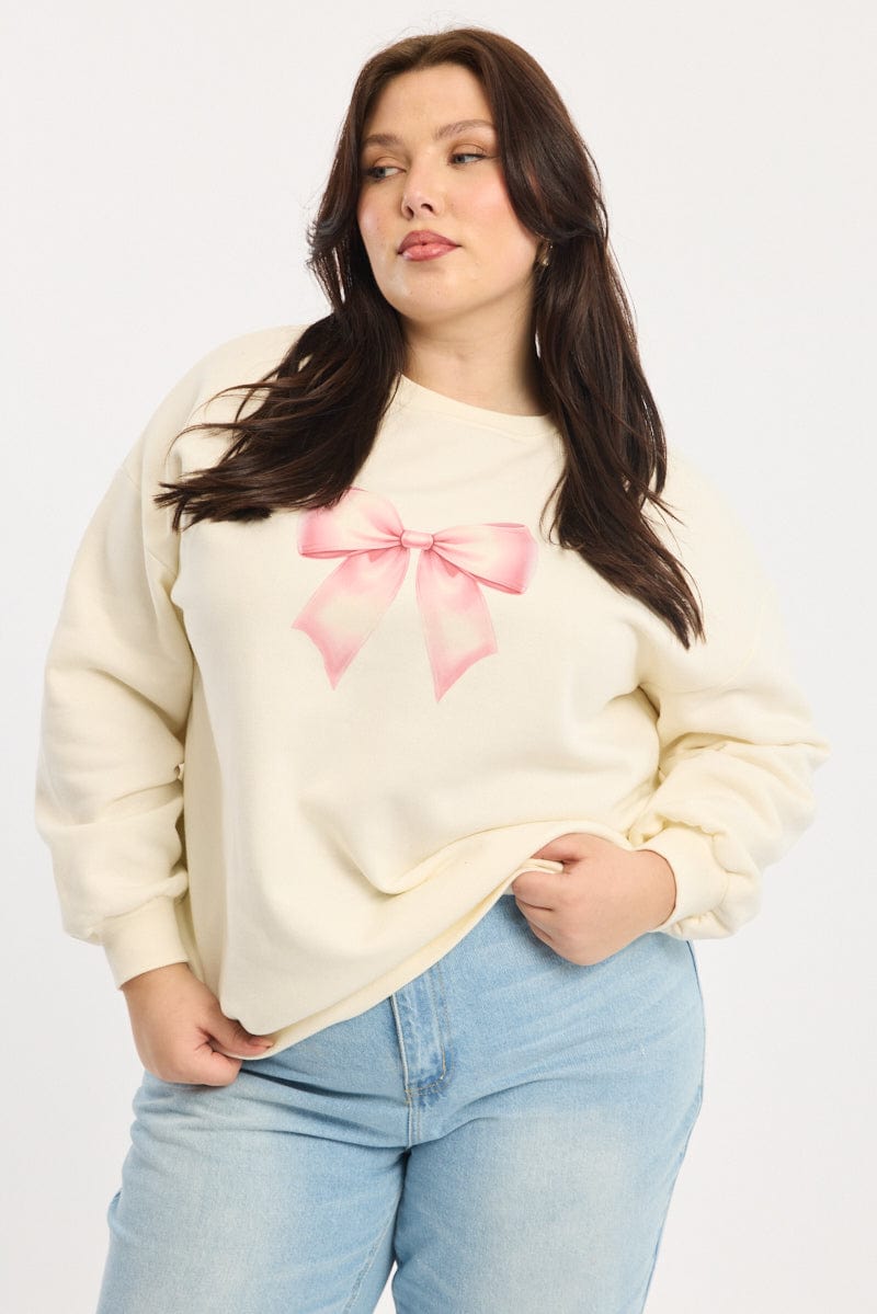 White Sweatshirt Long Sleeve Crew Neck