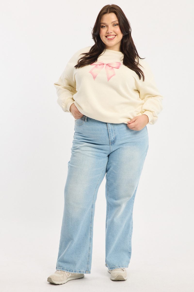 White Sweatshirt Long Sleeve Crew Neck