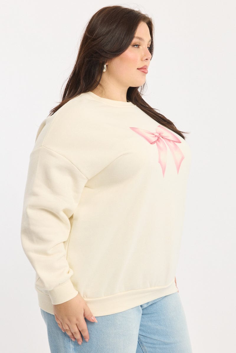 White Sweatshirt Long Sleeve Crew Neck