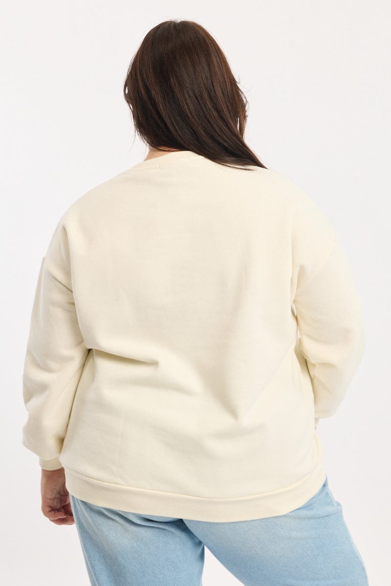 White Sweatshirt Long Sleeve Crew Neck