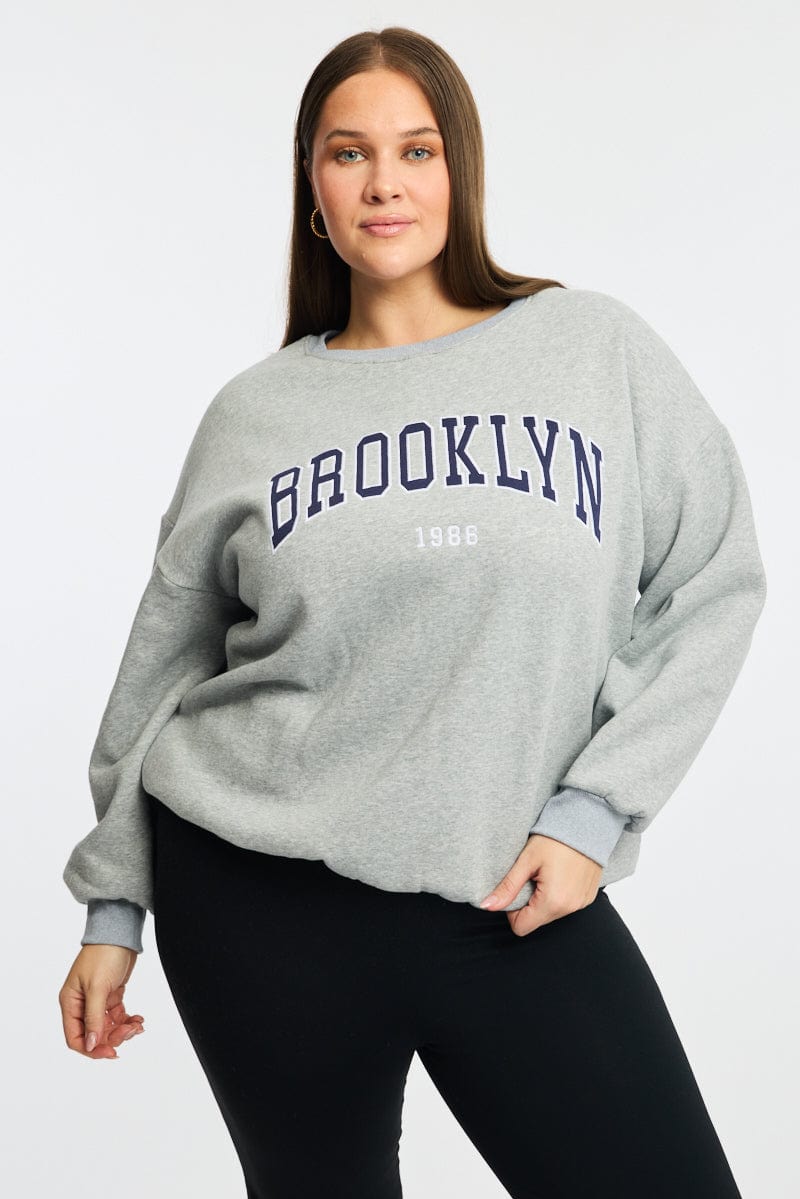 Grey Sweater Long Sleeve Crew Neck