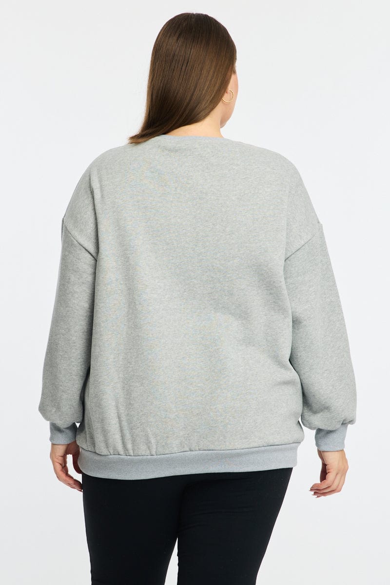 Grey Sweater Long Sleeve Crew Neck