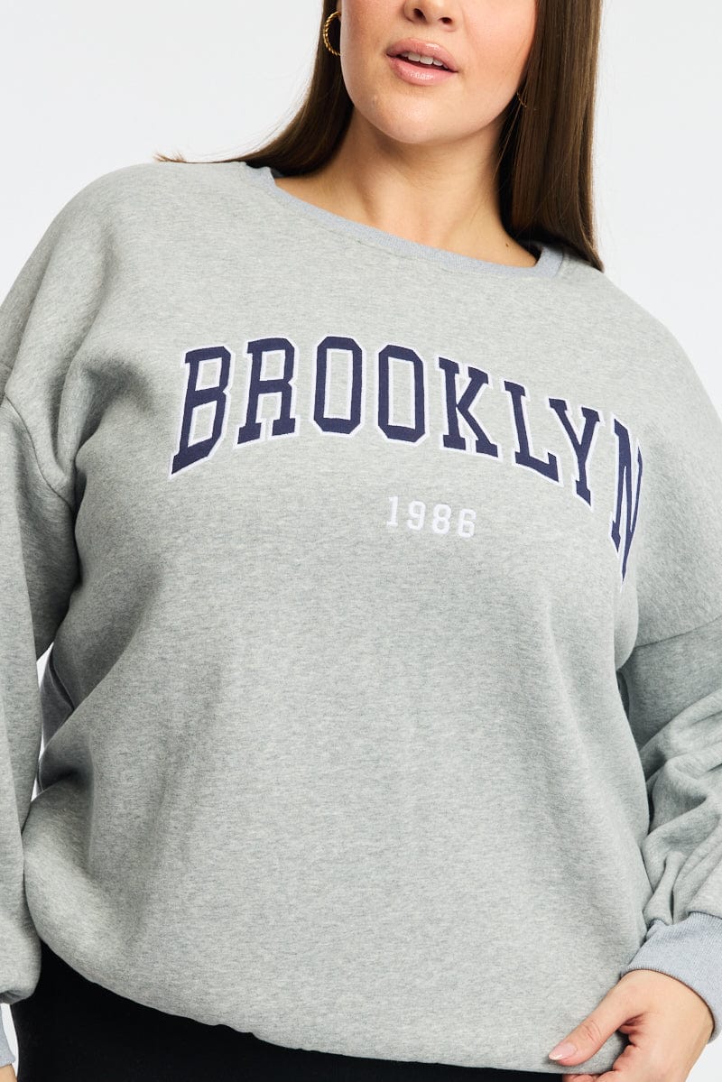 Grey Sweater Long Sleeve Crew Neck