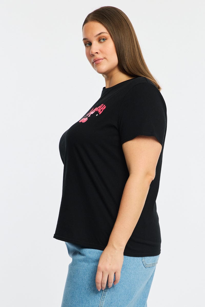 Black Graphic T-shirt Short Sleeve Crew Neck