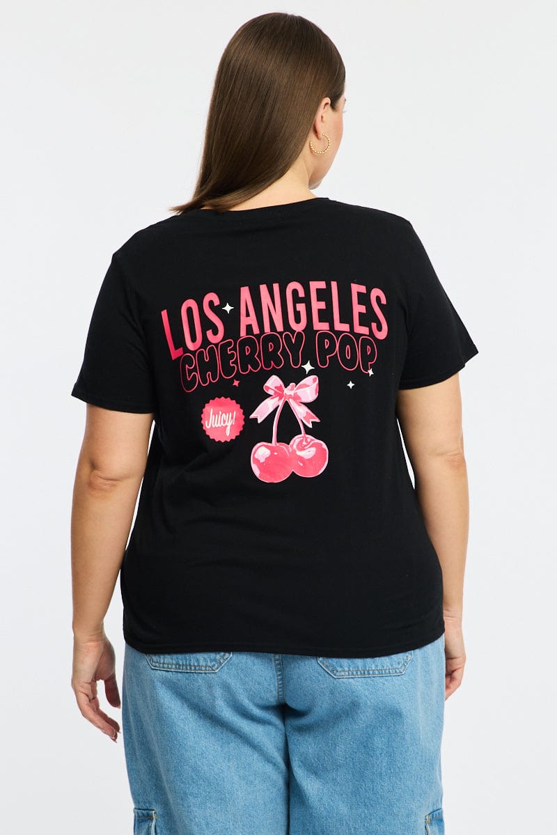 Black Graphic T-shirt Short Sleeve Crew Neck