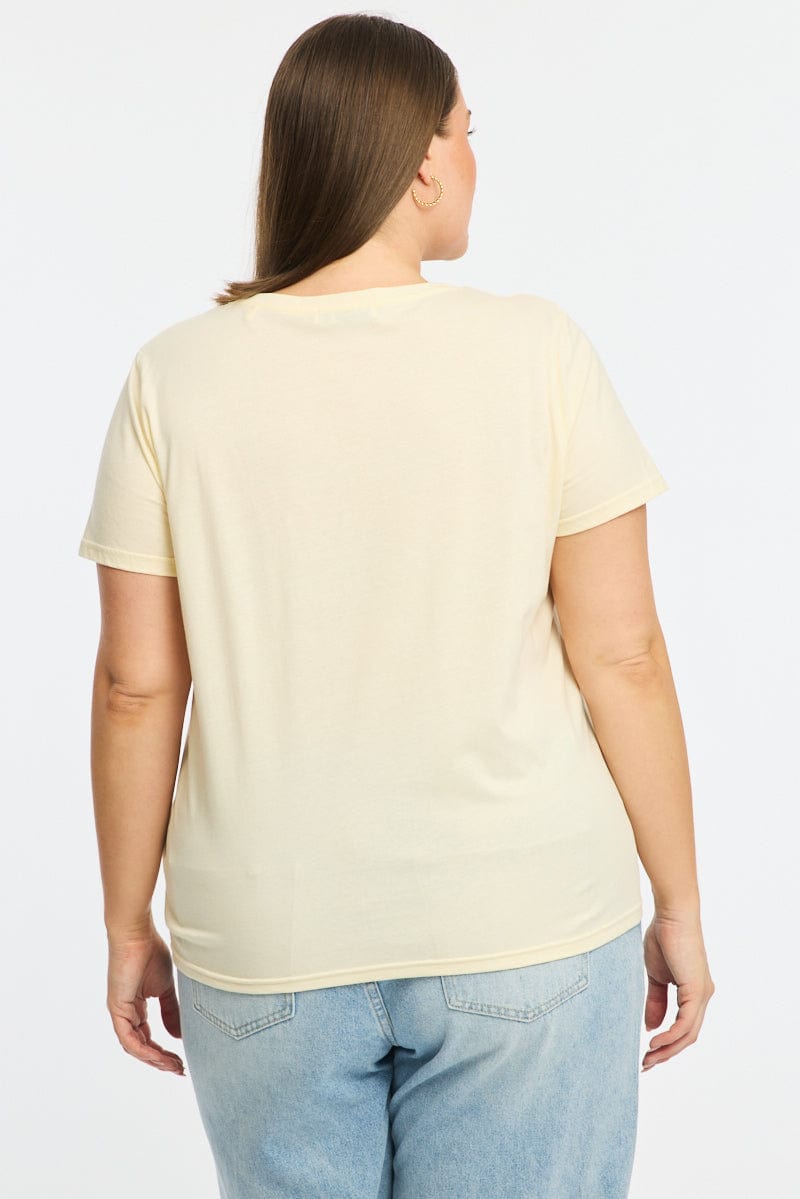 Yellow Graphic T-shirt Short Sleeve Crew Neck