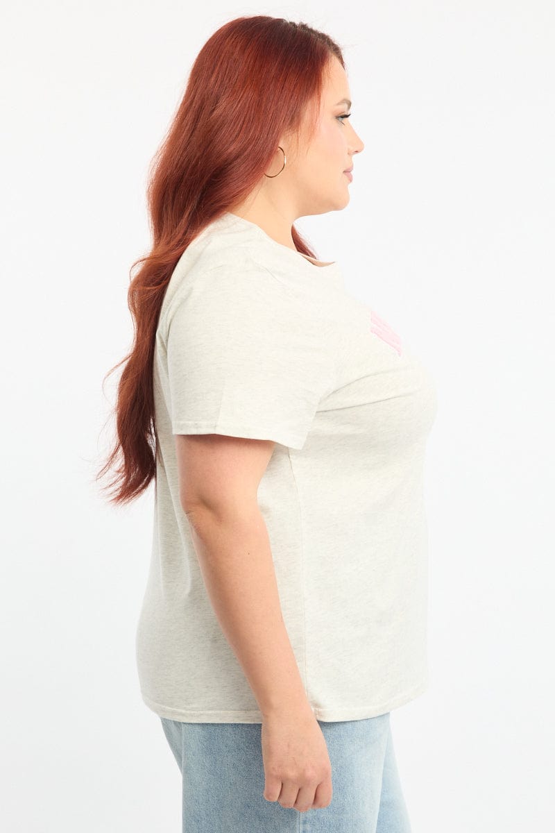 Grey Graphic T-shirt Short Sleeve Crew Neck